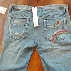 NWT VINTAGE JOE'S HENDRIX RAINBOW EMBROIDERED JEANS. LT BLUE. SZ 26. REALLY COOL
